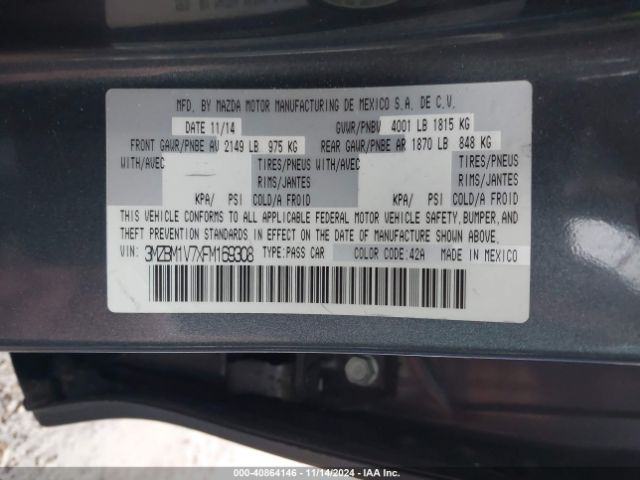 Photo 8 VIN: 3MZBM1V7XFM169308 - MAZDA MAZDA3 