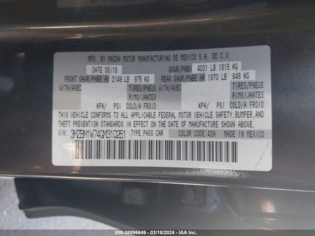 Photo 8 VIN: 3MZBM1W74GM310261 - MAZDA MAZDA3 