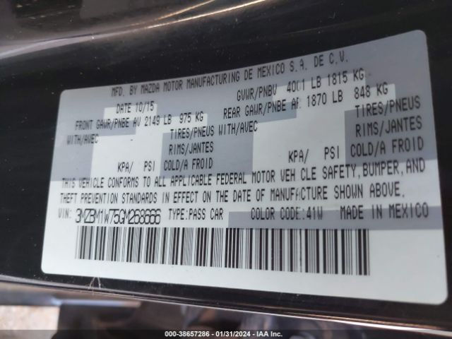 Photo 8 VIN: 3MZBM1W75GM268666 - MAZDA MAZDA3 