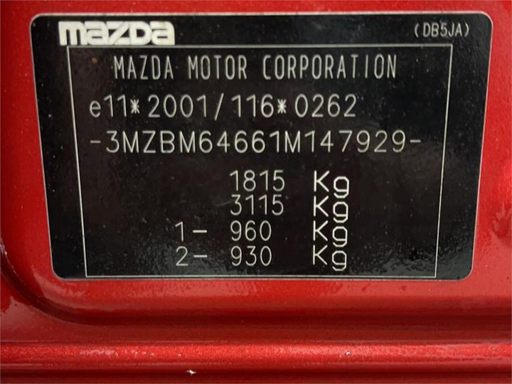 Photo 8 VIN: 3MZBM64661M147929 - MAZDA 3 