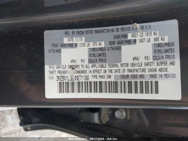 Photo 8 VIN: 3MZBN1L32JM271188 - MAZDA MAZDA3 