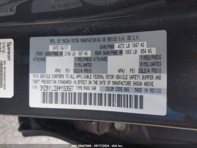 Photo 8 VIN: 3MZBN1L33HM150597 - MAZDA MAZDA3 5-DOOR 