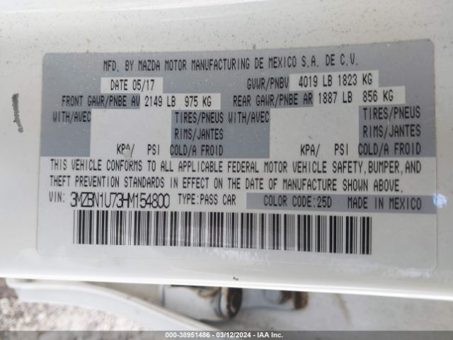 Photo 8 VIN: 3MZBN1U73HM154800 - MAZDA MAZDA3 