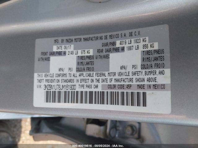 Photo 8 VIN: 3MZBN1U78JM161800 - MAZDA MAZDA3 