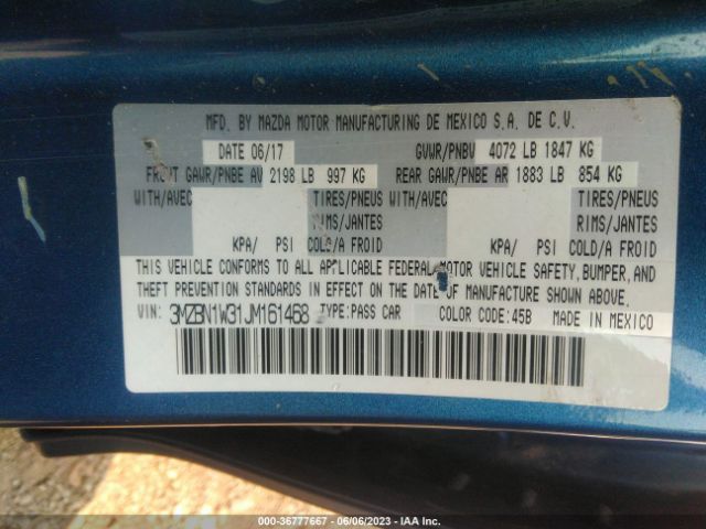 Photo 8 VIN: 3MZBN1W31JM161468 - MAZDA MAZDA3 