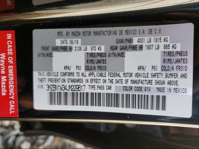 Photo 9 VIN: 3MZBN1W34JM229617 - MAZDA 3 GRAND TO 