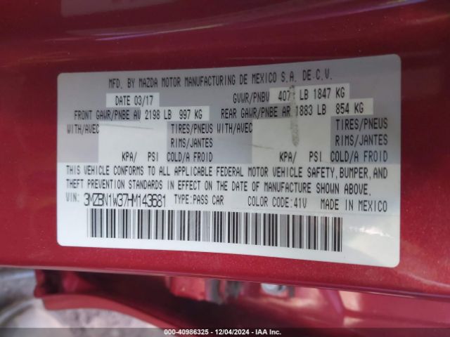 Photo 8 VIN: 3MZBN1W37HM143681 - MAZDA MAZDA3 