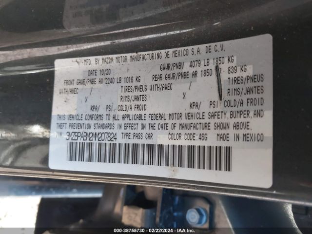 Photo 8 VIN: 3MZBPABM2MM207824 - MAZDA MAZDA3 