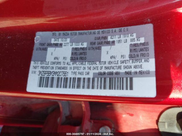 Photo 8 VIN: 3MZBPBBM3MM207661 - MAZDA MAZDA3 