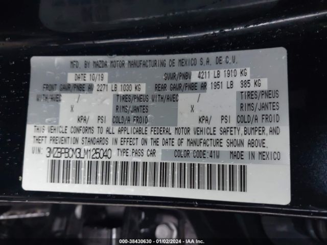 Photo 8 VIN: 3MZBPBCM3LM125040 - MAZDA MAZDA3 