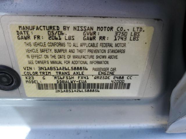 Photo 11 VIN: 3N1AB51A26L588856 - NISSAN SENTRA SE- 