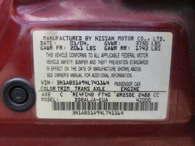 Photo 12 VIN: 3N1AB51A94L741164 - NISSAN SENTRA 