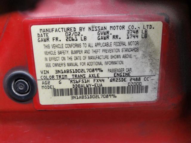 Photo 12 VIN: 3N1AB51D02L708996 - NISSAN SENTRA 