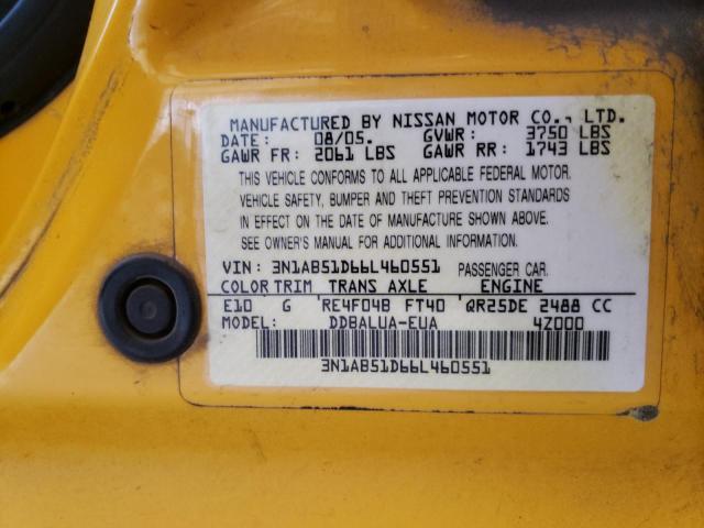 Photo 11 VIN: 3N1AB51D66L460551 - NISSAN SENTRA SE- 