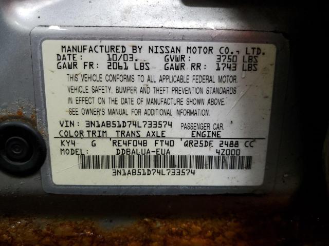 Photo 11 VIN: 3N1AB51D74L733574 - NISSAN SENTRA 