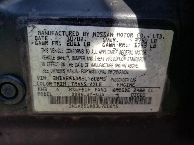 Photo 11 VIN: 3N1AB51D83L720895 - NISSAN SENTRA SE- 