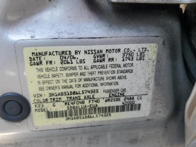 Photo 11 VIN: 3N1AB51D86L574325 - NISSAN SENTRA 