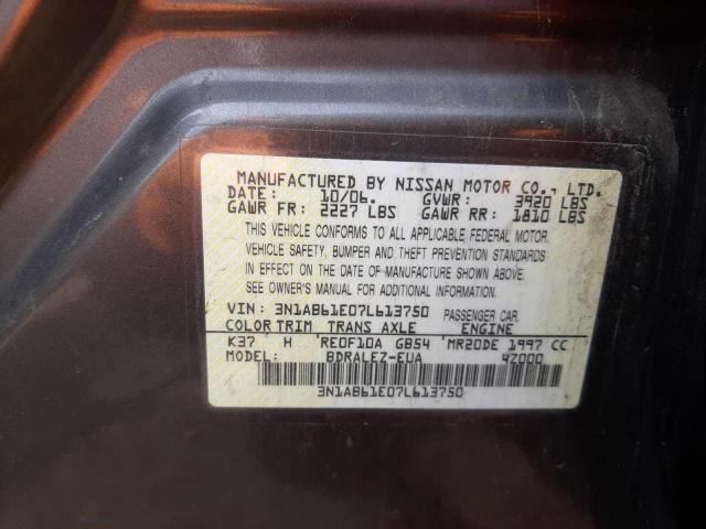 Photo 9 VIN: 3N1AB61E07L613750 - NISSAN SENTRA 