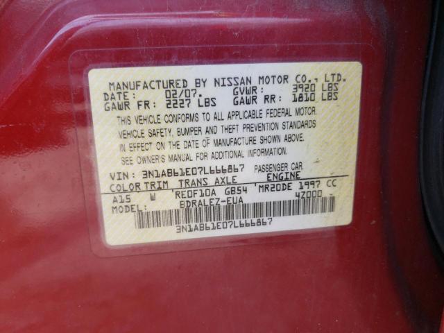 Photo 9 VIN: 3N1AB61E07L666867 - NISSAN SENTRA 2.0 