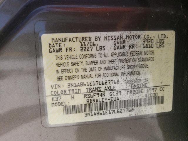 Photo 11 VIN: 3N1AB61E17L627768 - NISSAN SENTRA 