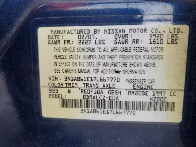 Photo 11 VIN: 3N1AB61E17L667770 - NISSAN SENTRA 2.0 