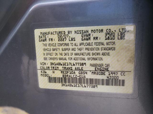 Photo 9 VIN: 3N1AB61E17L677389 - NISSAN SENTRA 2.0 