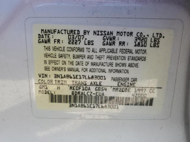 Photo 11 VIN: 3N1AB61E17L683001 - NISSAN SENTRA 