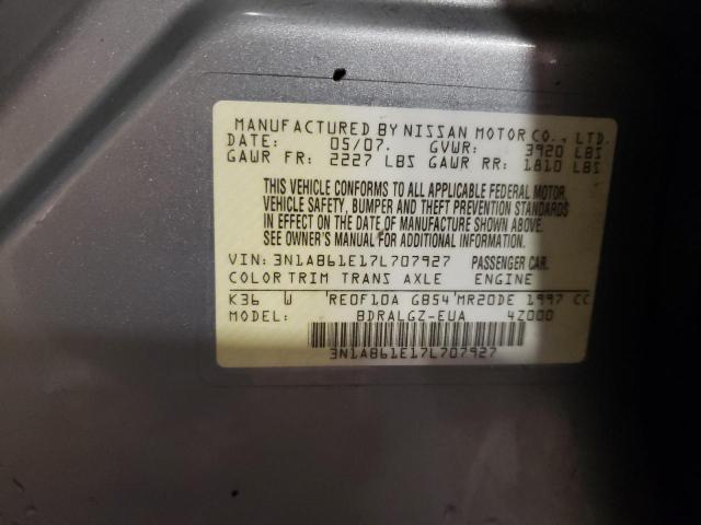 Photo 11 VIN: 3N1AB61E17L707927 - NISSAN SENTRA 2.0 