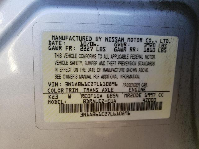 Photo 11 VIN: 3N1AB61E27L610896 - NISSAN SENTRA 2.0 