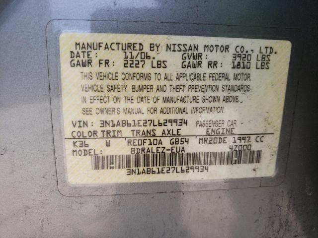 Photo 9 VIN: 3N1AB61E27L629934 - NISSAN SENTRA 2.0 