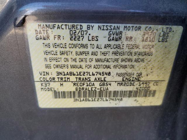 Photo 11 VIN: 3N1AB61E27L674548 - NISSAN SENTRA 