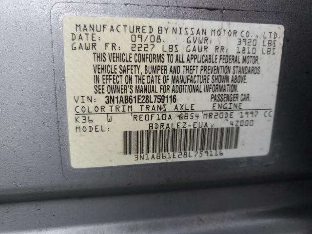 Photo 12 VIN: 3N1AB61E28L759116 - NISSAN SENTRA 2.0 