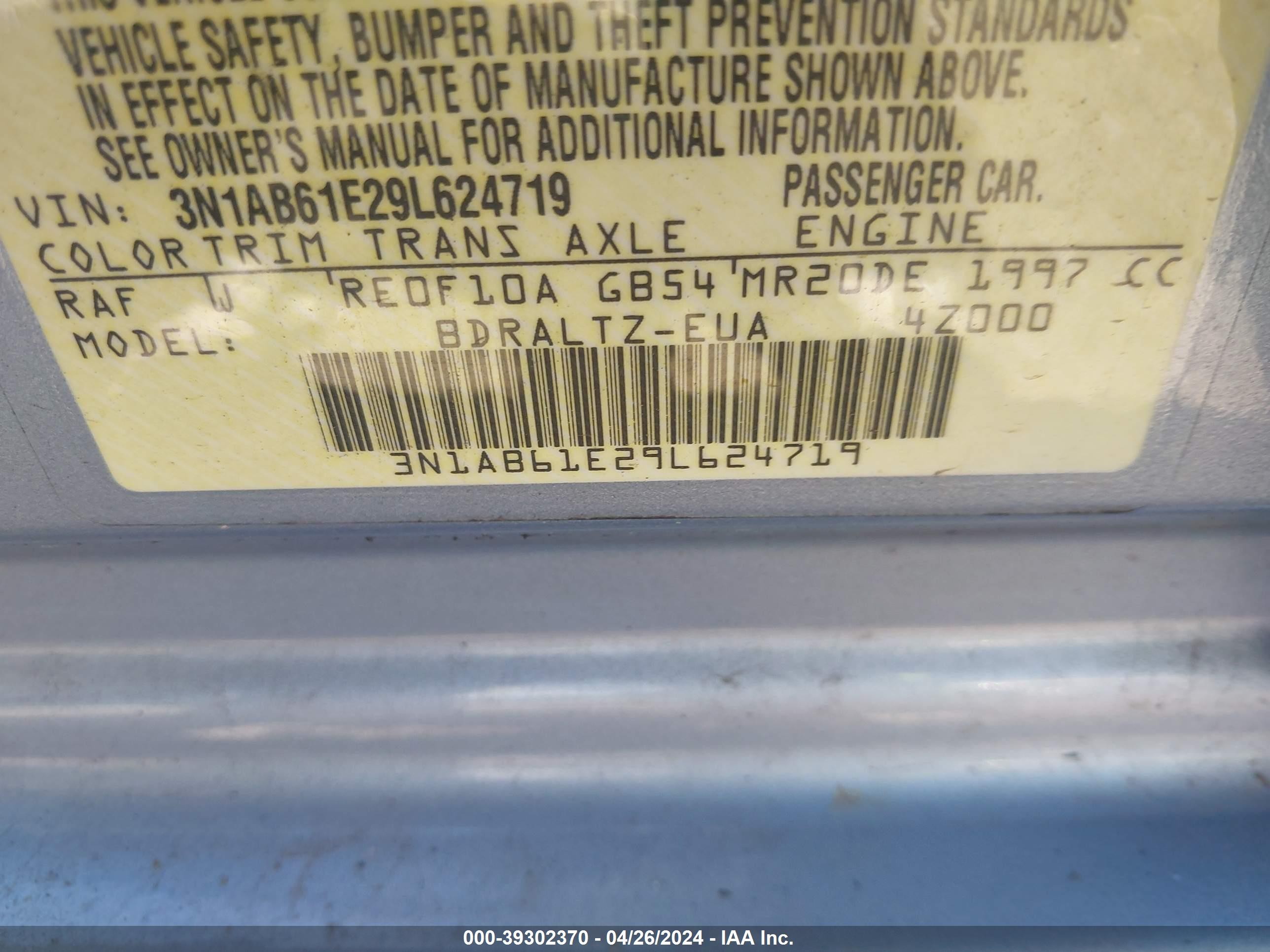 Photo 8 VIN: 3N1AB61E29L624719 - NISSAN SENTRA 