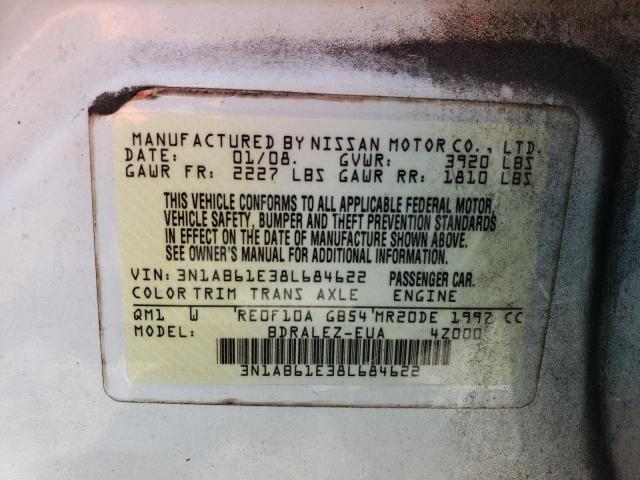 Photo 11 VIN: 3N1AB61E38L684622 - NISSAN SENTRA 2.0 