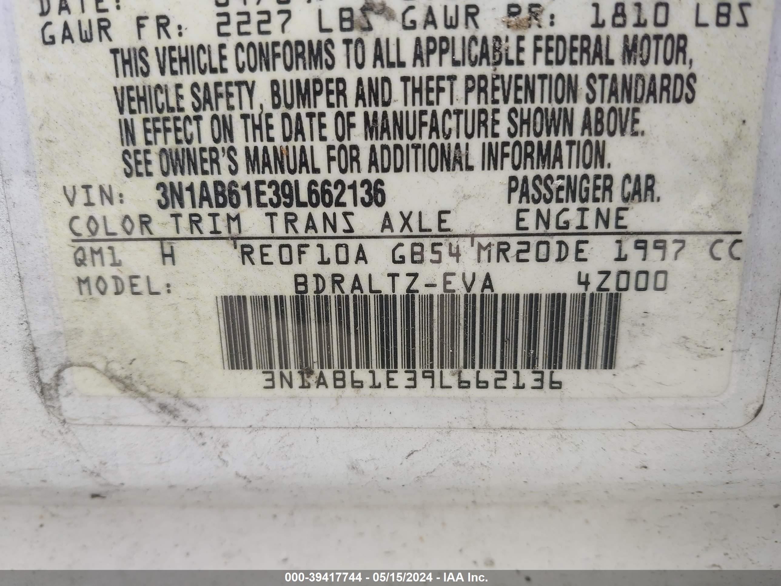 Photo 8 VIN: 3N1AB61E39L662136 - NISSAN SENTRA 