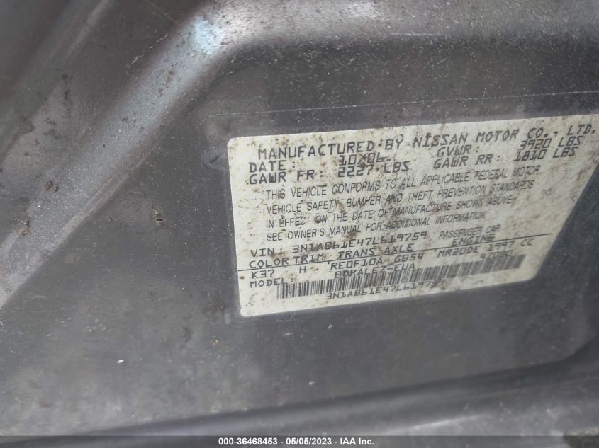 Photo 8 VIN: 3N1AB61E47L619759 - NISSAN SENTRA 