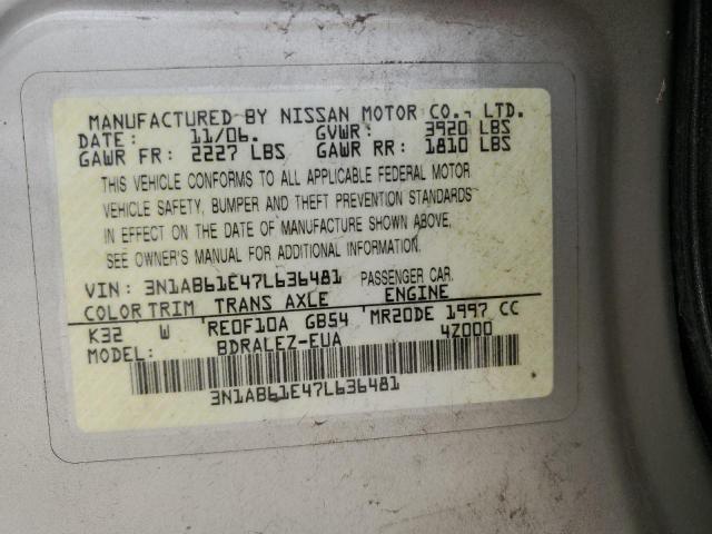 Photo 12 VIN: 3N1AB61E47L636481 - NISSAN SENTRA 