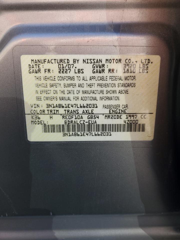 Photo 12 VIN: 3N1AB61E47L662031 - NISSAN SENTRA 