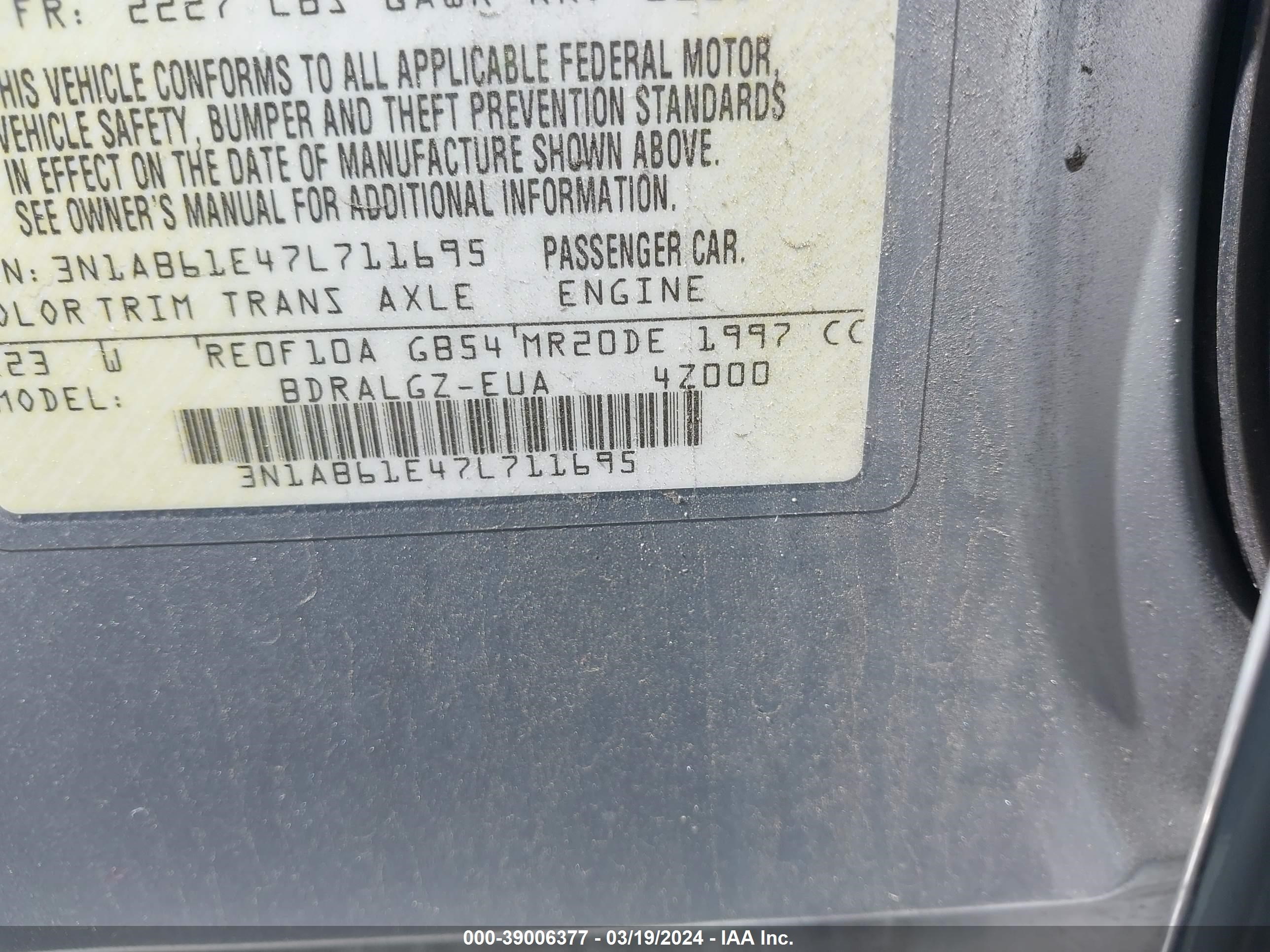 Photo 8 VIN: 3N1AB61E47L711695 - NISSAN SENTRA 