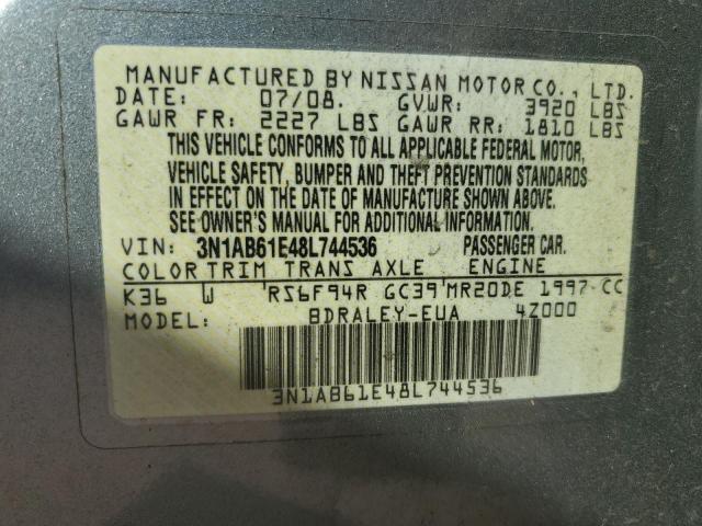 Photo 11 VIN: 3N1AB61E48L744536 - NISSAN SENTRA 