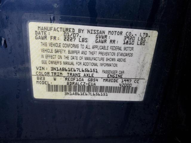 Photo 11 VIN: 3N1AB61E67L656151 - NISSAN SENTRA 