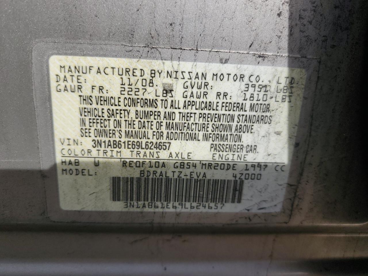 Photo 11 VIN: 3N1AB61E69L624657 - NISSAN SENTRA 