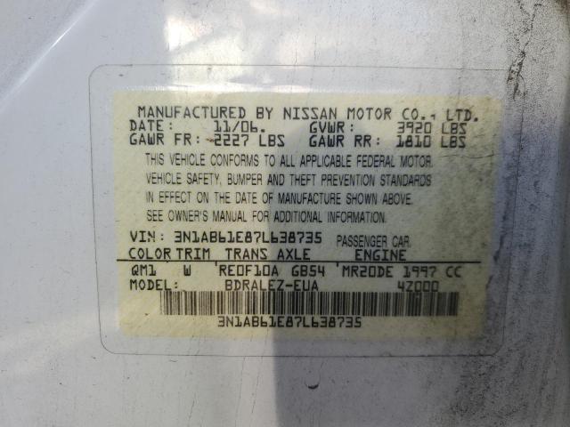 Photo 11 VIN: 3N1AB61E87L638735 - NISSAN SENTRA 2.0 