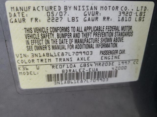 Photo 11 VIN: 3N1AB61E87L709903 - NISSAN SENTRA 