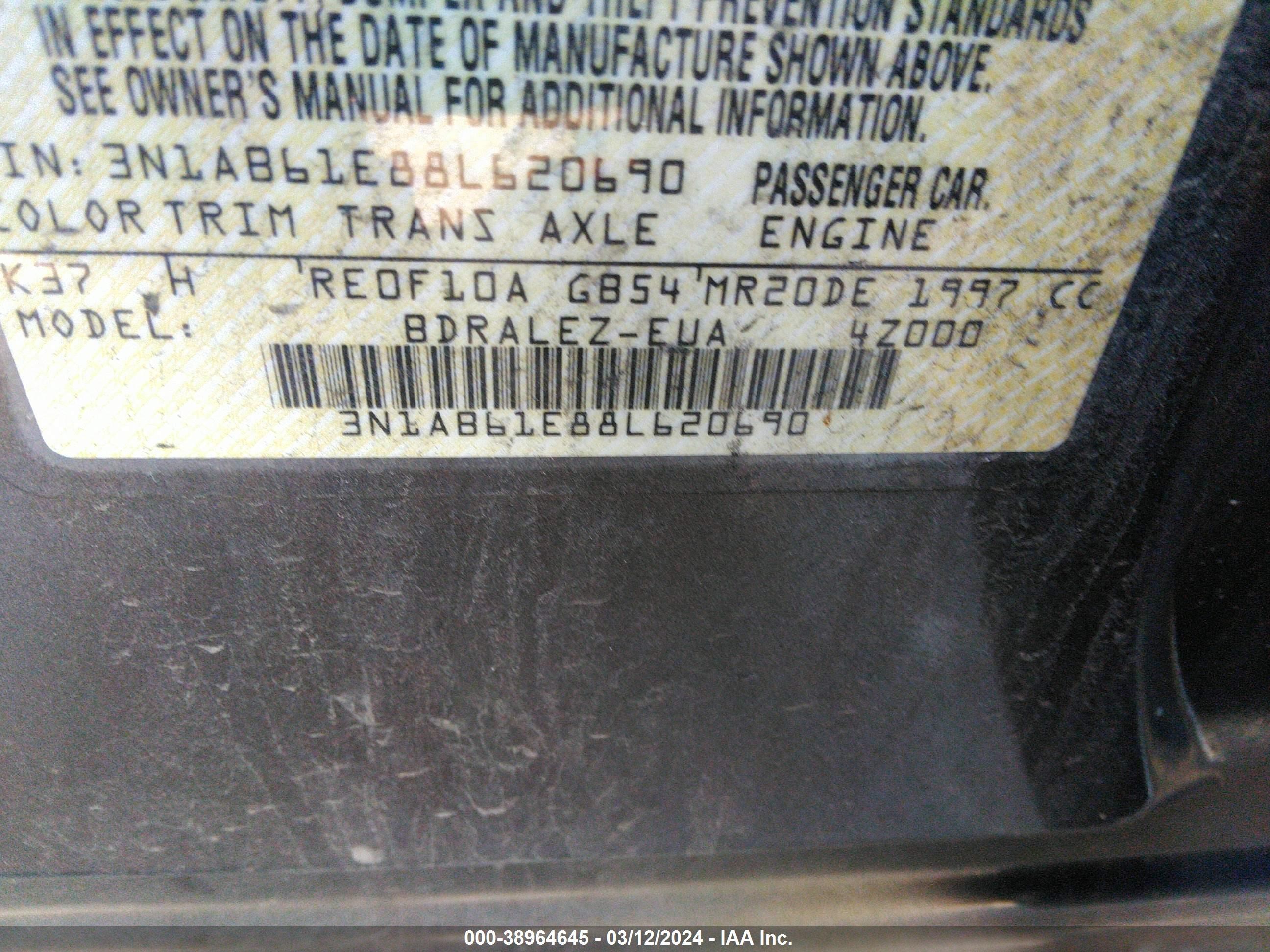 Photo 8 VIN: 3N1AB61E88L620690 - NISSAN SENTRA 