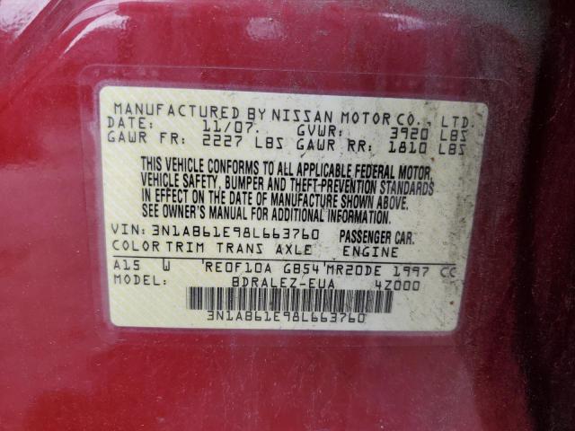 Photo 11 VIN: 3N1AB61E98L663760 - NISSAN SENTRA 2.0 