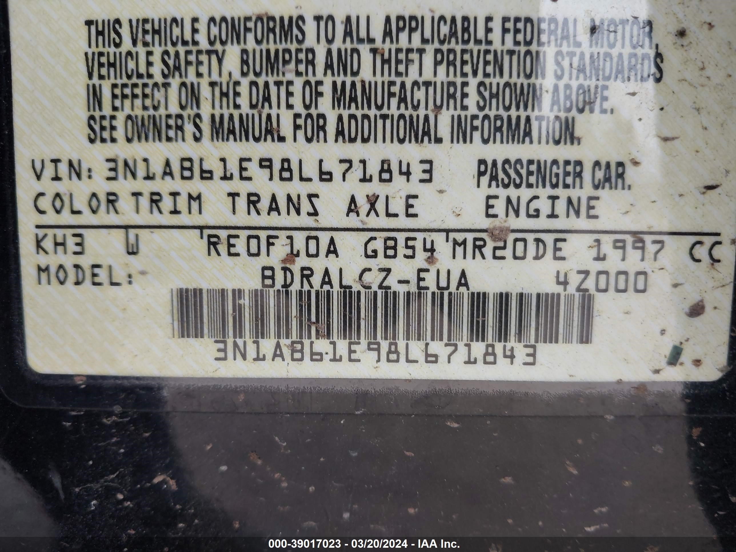 Photo 8 VIN: 3N1AB61E98L671843 - NISSAN SENTRA 