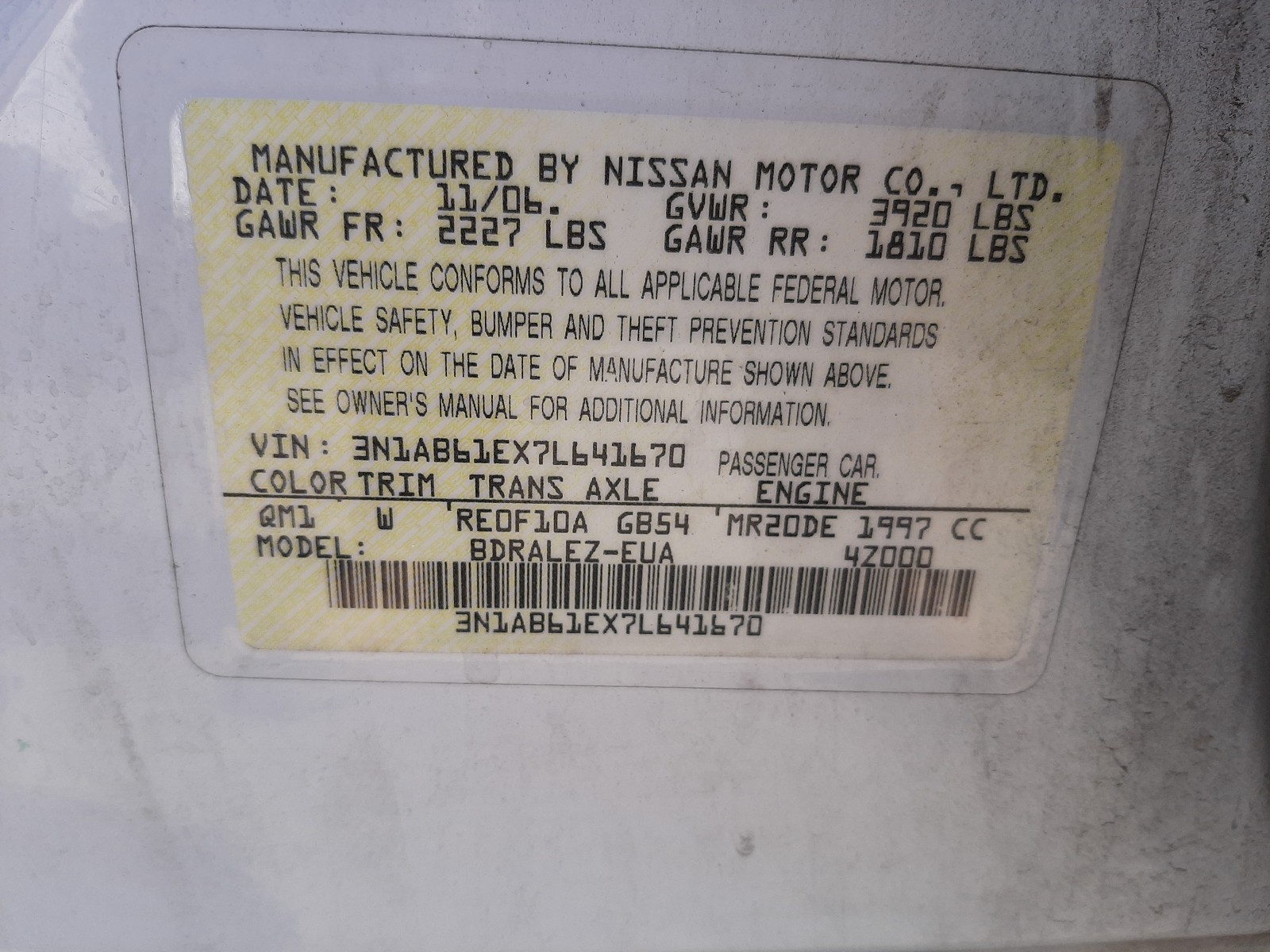 Photo 9 VIN: 3N1AB61EX7L641670 - NISSAN SENTRA 2.0 