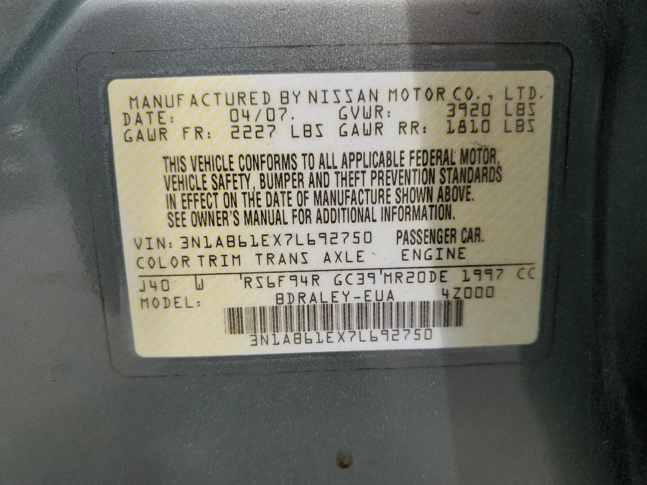 Photo 11 VIN: 3N1AB61EX7L692750 - NISSAN SENTRA 