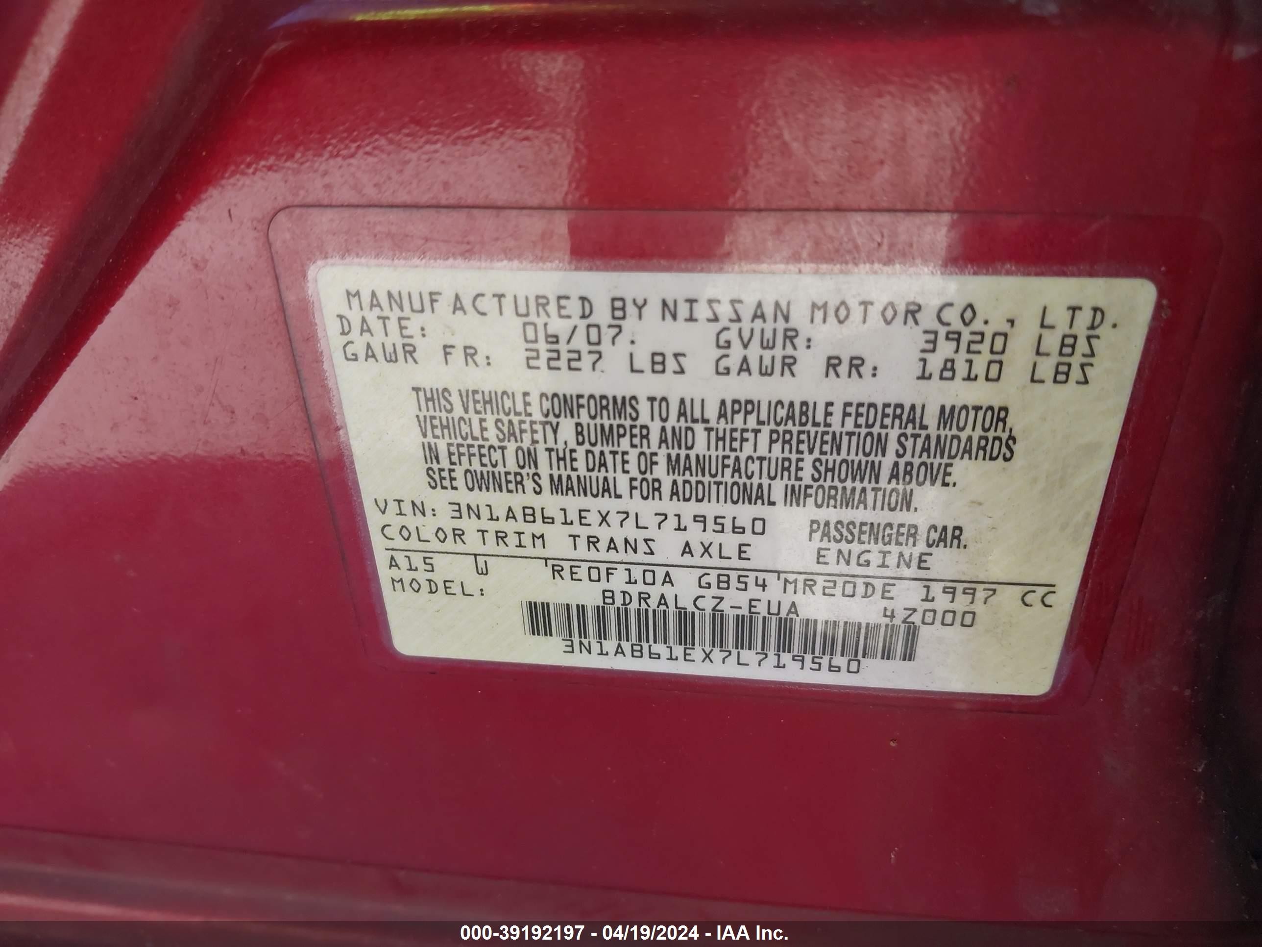 Photo 8 VIN: 3N1AB61EX7L719560 - NISSAN SENTRA 